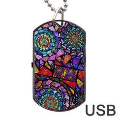 Fractal Stained Glass Dog Tag Usb Flash (one Side)