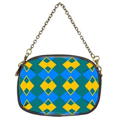 Blue Yellow Rhombus Pattern                                                                           	chain Purse (two Sides) by LalyLauraFLM