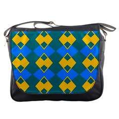 Blue Yellow Rhombus Pattern                                                                           			messenger Bag by LalyLauraFLM