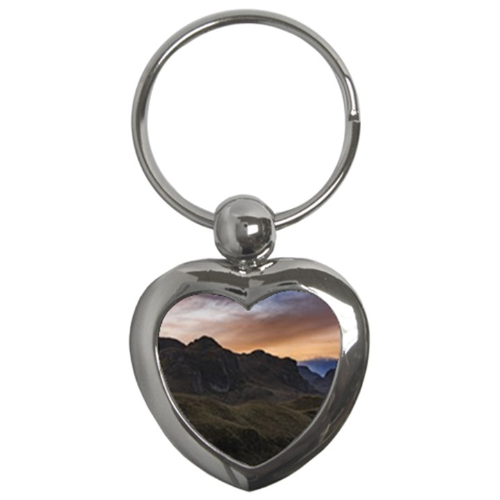 Sunset Scane at Cajas National Park in Cuenca Ecuador Key Chains (Heart) 