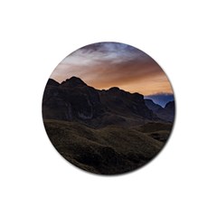 Sunset Scane At Cajas National Park In Cuenca Ecuador Rubber Round Coaster (4 Pack)  by dflcprints