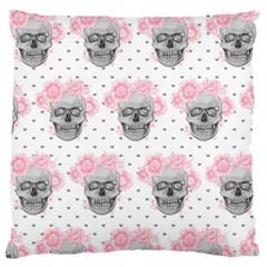 Floral Skull Sketch Large Cushion Case (two Sides)