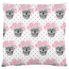 Floral Skull Sketch Standard Flano Cushion Case (two Sides)