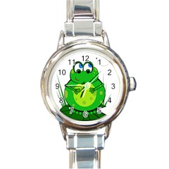 Green Frog Round Italian Charm Watch by Valentinaart