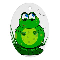 Green Frog Ornament (oval)  by Valentinaart
