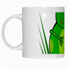 Green Frog White Mugs by Valentinaart