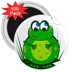 Green Frog 3  Magnets (100 Pack) by Valentinaart