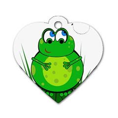 Green Frog Dog Tag Heart (two Sides)