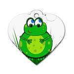 Green Frog Dog Tag Heart (Two Sides) Front