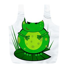 Green Frog Full Print Recycle Bags (l)  by Valentinaart