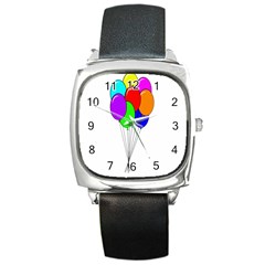 Colorful Balloons Square Metal Watch by Valentinaart