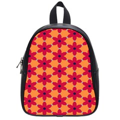 Red Flowers Pattern                                                                            			school Bag (small) by LalyLauraFLM