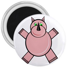 Pink Rhino 3  Magnets by Valentinaart