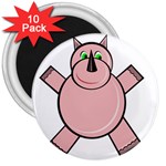 Pink Rhino 3  Magnets (10 pack)  Front