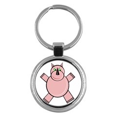 Pink Rhino Key Chains (round)  by Valentinaart