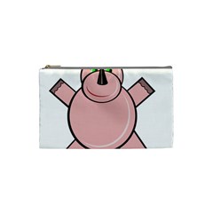 Pink Rhino Cosmetic Bag (small)  by Valentinaart