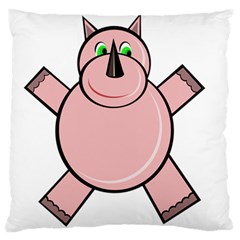 Pink Rhino Large Cushion Case (two Sides) by Valentinaart