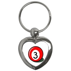 Billiard Ball Number 3 Key Chains (heart)  by Valentinaart