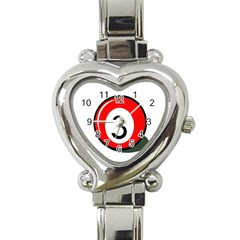 Billiard Ball Number 3 Heart Italian Charm Watch by Valentinaart