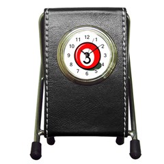 Billiard Ball Number 3 Pen Holder Desk Clocks by Valentinaart