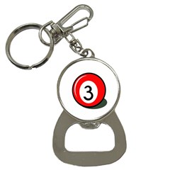 Billiard Ball Number 3 Bottle Opener Key Chains by Valentinaart