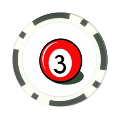 Billiard Ball Number 3 Poker Chip Card Guards by Valentinaart