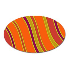 Orange Lines Oval Magnet by Valentinaart