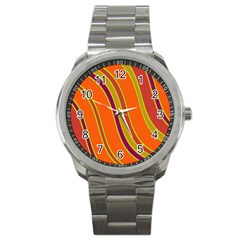 Orange Lines Sport Metal Watch by Valentinaart