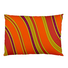 Orange Lines Pillow Case (two Sides) by Valentinaart