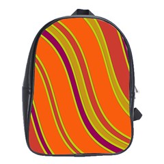 Orange Lines School Bags (xl)  by Valentinaart