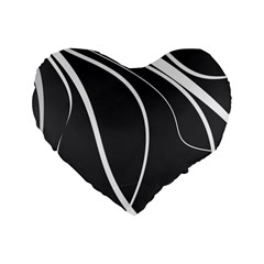 Black And White Elegant Design Standard 16  Premium Heart Shape Cushions
