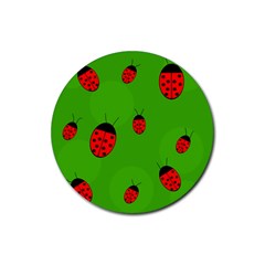 Ladybugs Rubber Coaster (round)  by Valentinaart