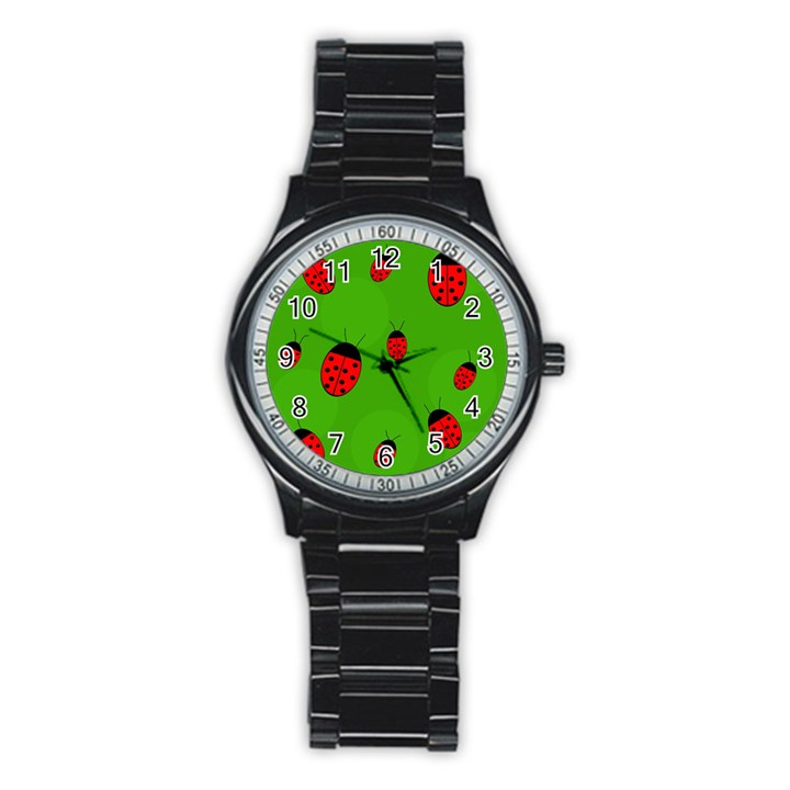 Ladybugs Stainless Steel Round Watch
