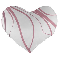 Pink Elegant Lines Large 19  Premium Flano Heart Shape Cushions by Valentinaart