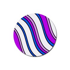 Purple Lines Rubber Round Coaster (4 Pack)  by Valentinaart