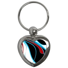 Blue, Red, Black And White Design Key Chains (heart)  by Valentinaart