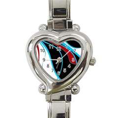 Blue, Red, Black And White Design Heart Italian Charm Watch by Valentinaart