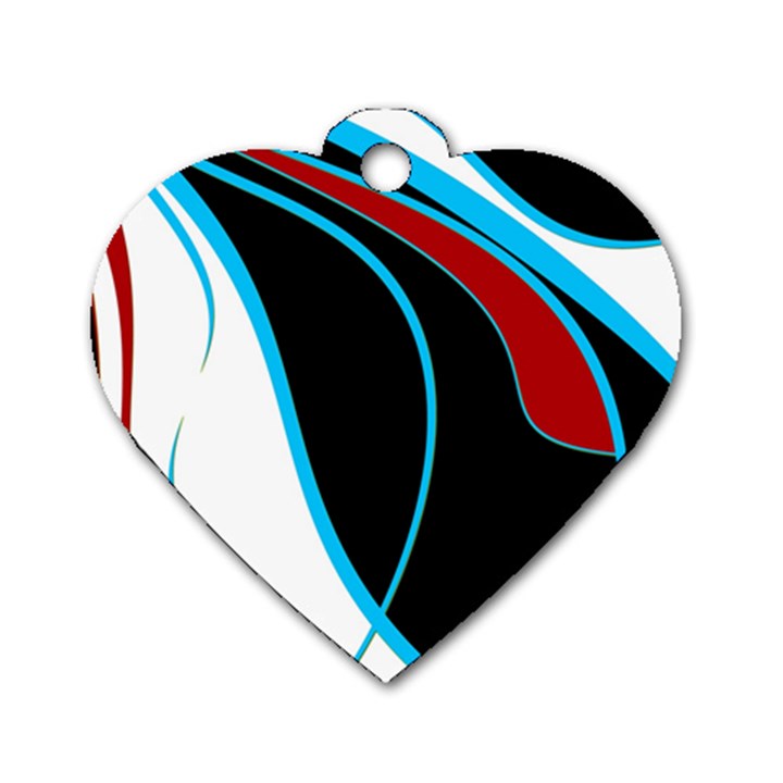 Blue, Red, Black And White Design Dog Tag Heart (Two Sides)