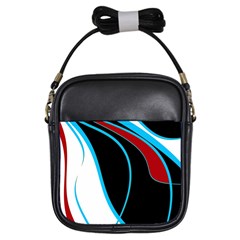 Blue, Red, Black And White Design Girls Sling Bags