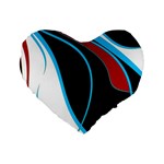 Blue, Red, Black And White Design Standard 16  Premium Flano Heart Shape Cushions Front