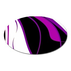 Purple Elegant Lines Oval Magnet by Valentinaart