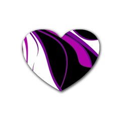 Purple Elegant Lines Heart Coaster (4 Pack)  by Valentinaart