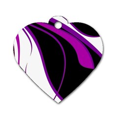 Purple Elegant Lines Dog Tag Heart (two Sides) by Valentinaart