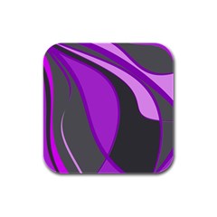 Purple Elegant Lines Rubber Square Coaster (4 Pack) 