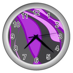 Purple Elegant Lines Wall Clocks (silver)  by Valentinaart