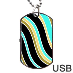 Elegant Lines Dog Tag Usb Flash (one Side) by Valentinaart