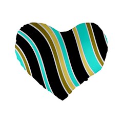 Elegant Lines Standard 16  Premium Flano Heart Shape Cushions by Valentinaart