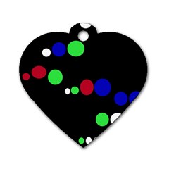 Colorful Dots Dog Tag Heart (one Side) by Valentinaart