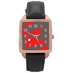 Decorative Abstraction Rose Gold Leather Watch 