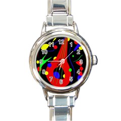 Abstract Guitar  Round Italian Charm Watch by Valentinaart